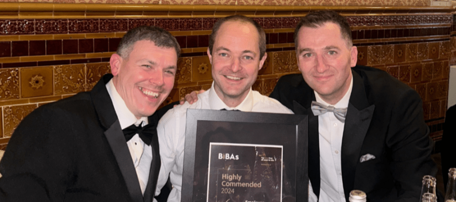 Chris Musgrove, Paul Bradley and Richard Freye collecting a highly commended certificate