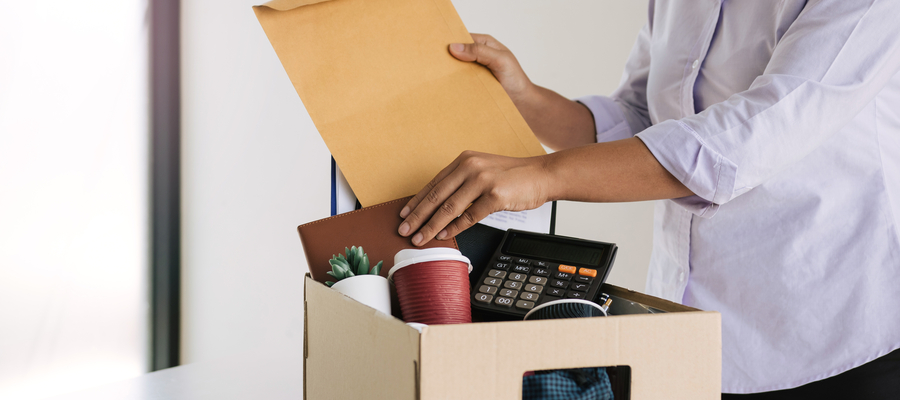 Box with work equipment in, demonstrating a relocation